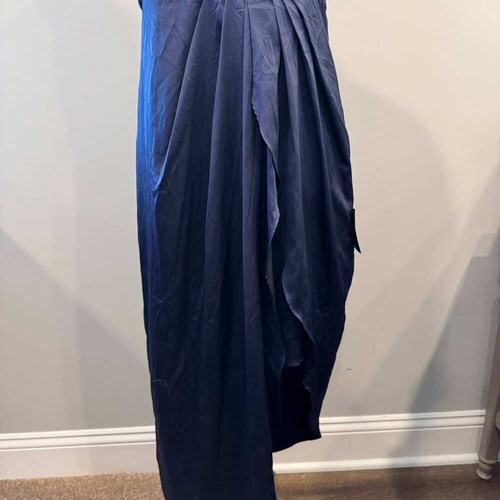 Law Of Attraction Navy Blue One-shoulder Asymmetrical Midi Dress - large NWT - Picture 5 of 10